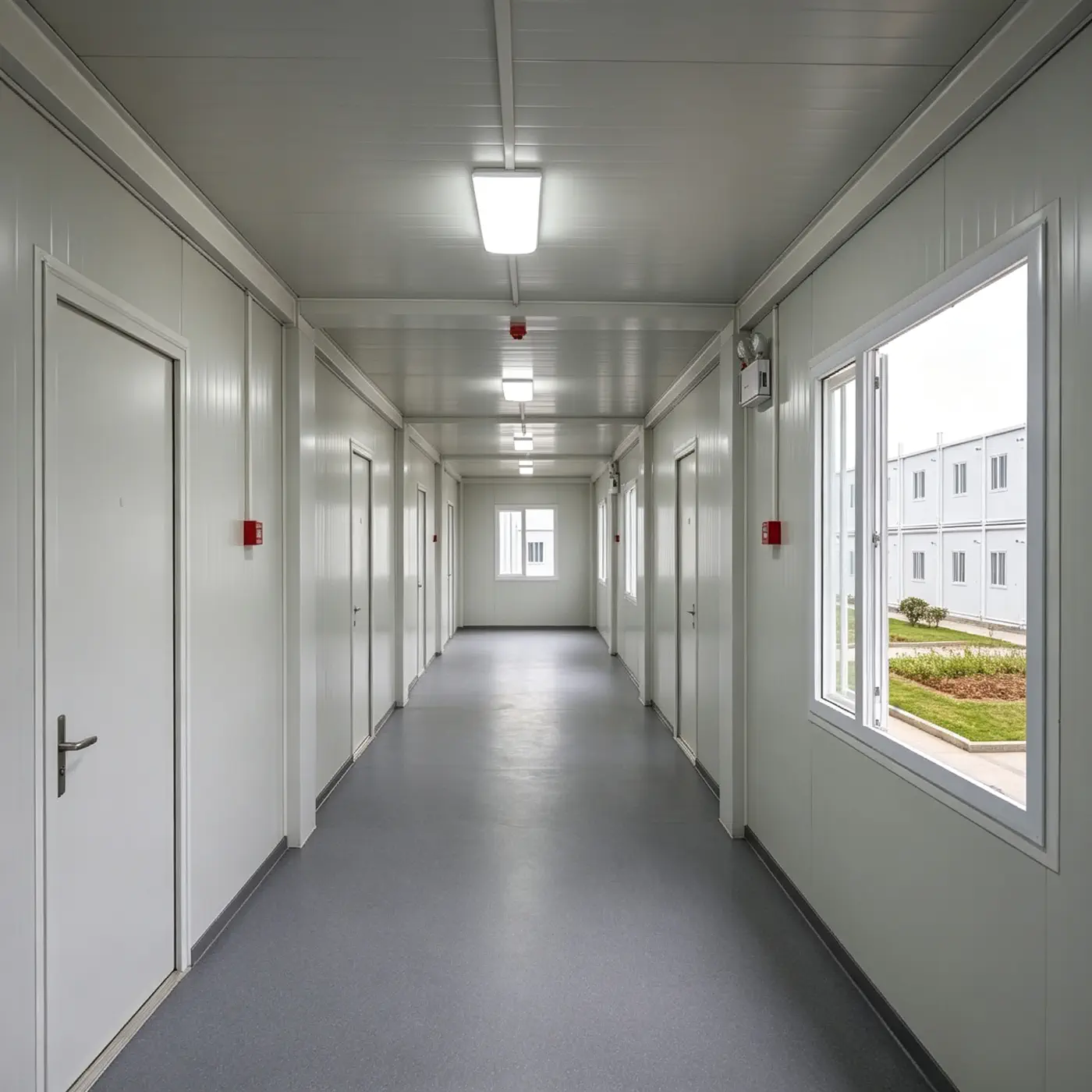 Two-storey modular accommodation block with exterior corridor access
