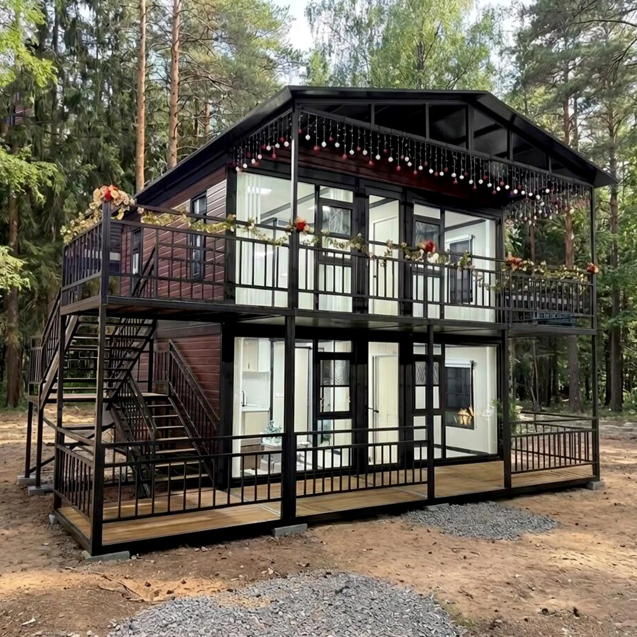 Two-story expandable container home